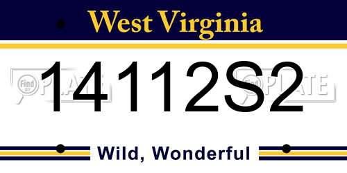 14112S2 West Virginia License Plate