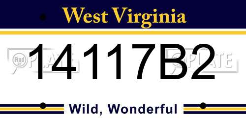 14117B2 West Virginia License Plate