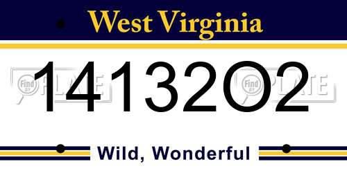 14132O2 West Virginia License Plate