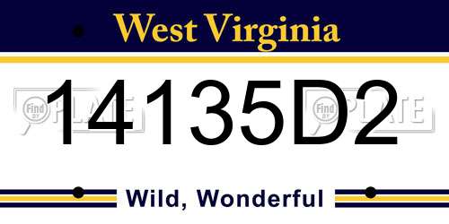 14135D2 West Virginia License Plate