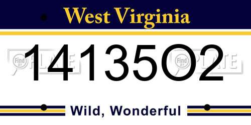 14135O2 West Virginia License Plate