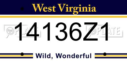 14136Z1 West Virginia License Plate
