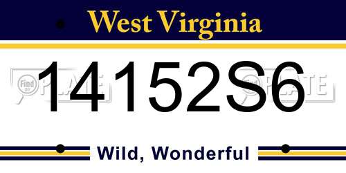 14152S6 West Virginia License Plate