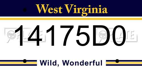 14175D0 West Virginia License Plate