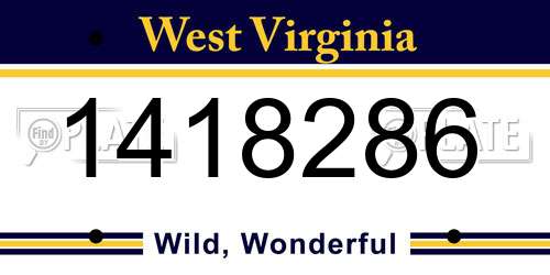 1418286 West Virginia License Plate