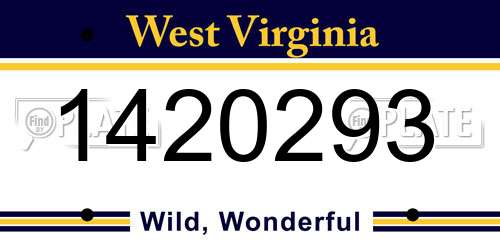 1420293 West Virginia License Plate