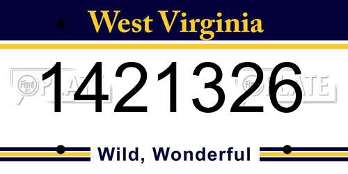 1421326 West Virginia License Plate