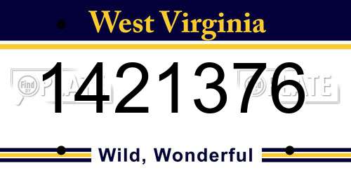 1421376 West Virginia License Plate