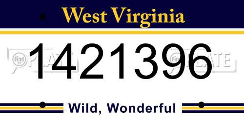 1421396 West Virginia License Plate