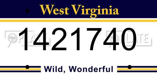 1421740 West Virginia License Plate