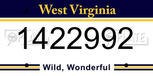1422992 West Virginia License Plate