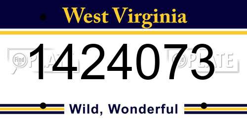 1424073 West Virginia License Plate