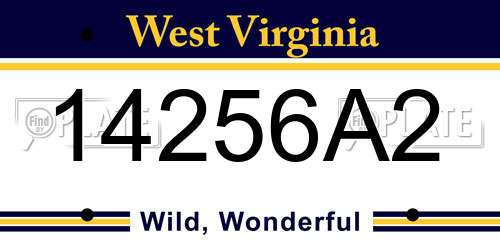 14256A2 West Virginia License Plate
