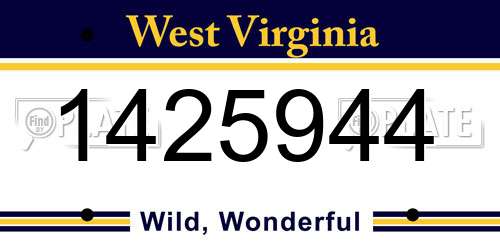1425944 West Virginia License Plate