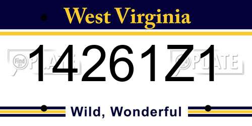 14261Z1 West Virginia License Plate