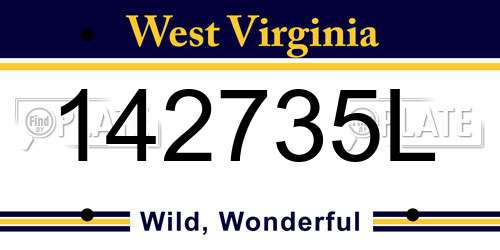 142735L West Virginia License Plate