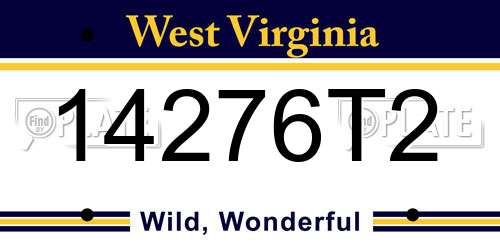 14276T2 West Virginia License Plate