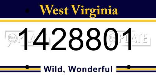 1428801 West Virginia License Plate