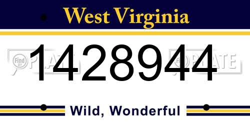 1428944 West Virginia License Plate