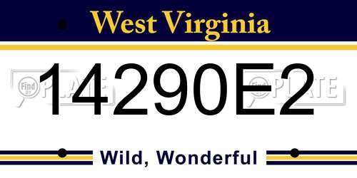 14290E2 West Virginia License Plate