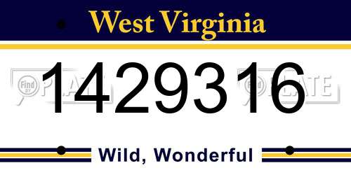 1429316 West Virginia License Plate