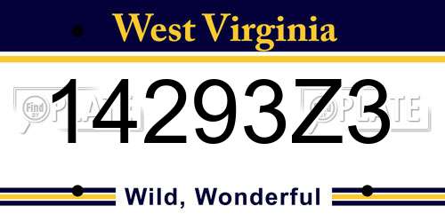 14293Z3 West Virginia License Plate