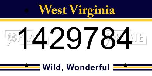 1429784 West Virginia License Plate