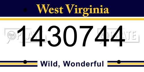 1430744 West Virginia License Plate