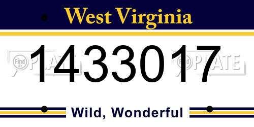 1433017 West Virginia License Plate