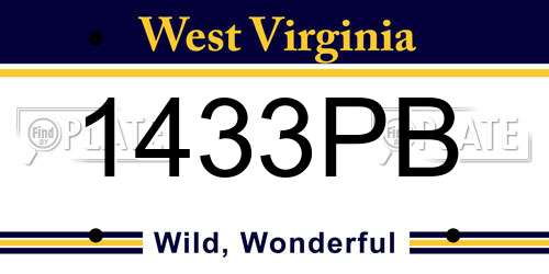 1433PB West Virginia License Plate