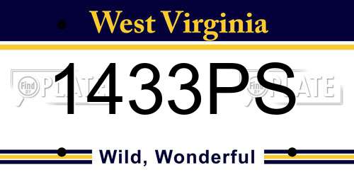 1433PS West Virginia License Plate