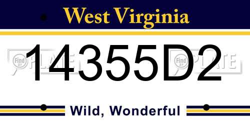 14355D2 West Virginia License Plate
