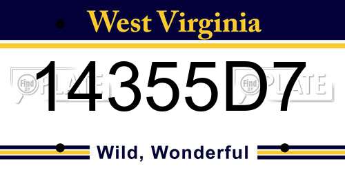 14355D7 West Virginia License Plate