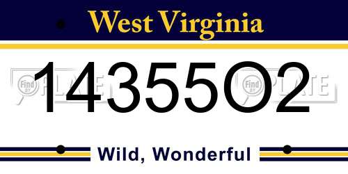 14355O2 West Virginia License Plate