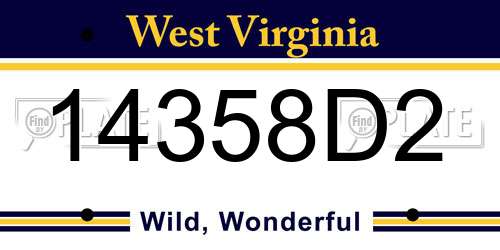 14358D2 West Virginia License Plate