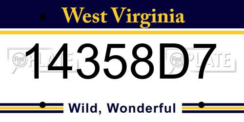 14358D7 West Virginia License Plate