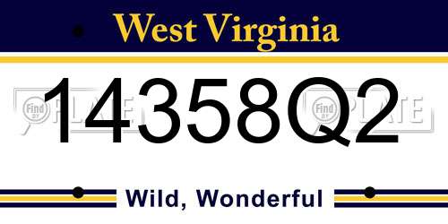 14358Q2 West Virginia License Plate