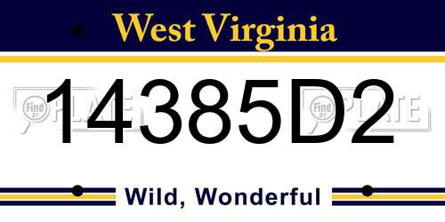 14385D2 West Virginia License Plate
