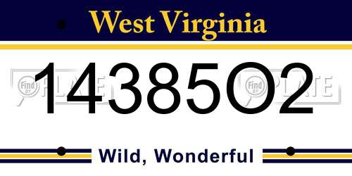 14385O2 West Virginia License Plate
