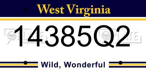 14385Q2 West Virginia License Plate