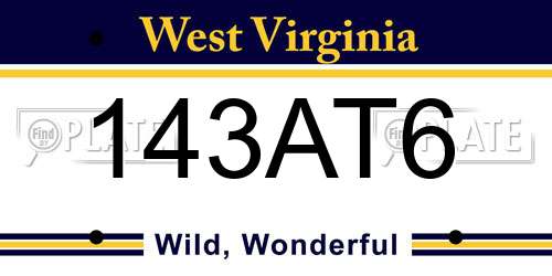 143AT6 West Virginia License Plate