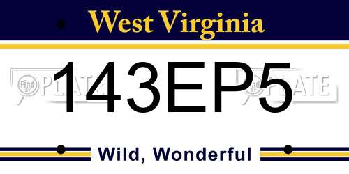 143EP5 West Virginia License Plate
