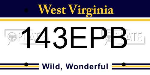 143EPB West Virginia License Plate