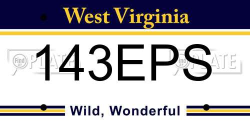 143EPS West Virginia License Plate
