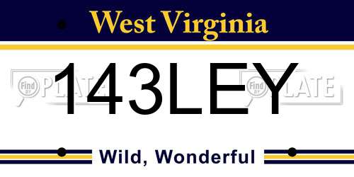 143LEY West Virginia License Plate
