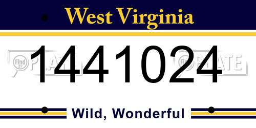 1441024 West Virginia License Plate