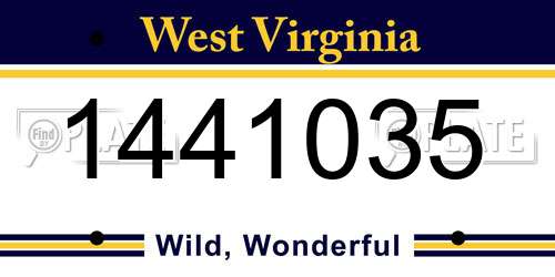 1441035 West Virginia License Plate