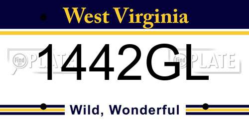 1442GL West Virginia License Plate