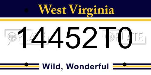 14452T0 West Virginia License Plate