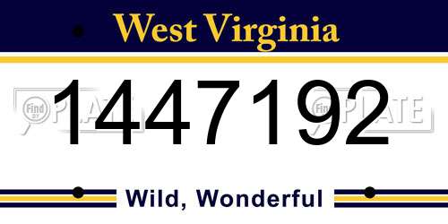 1447192 West Virginia License Plate